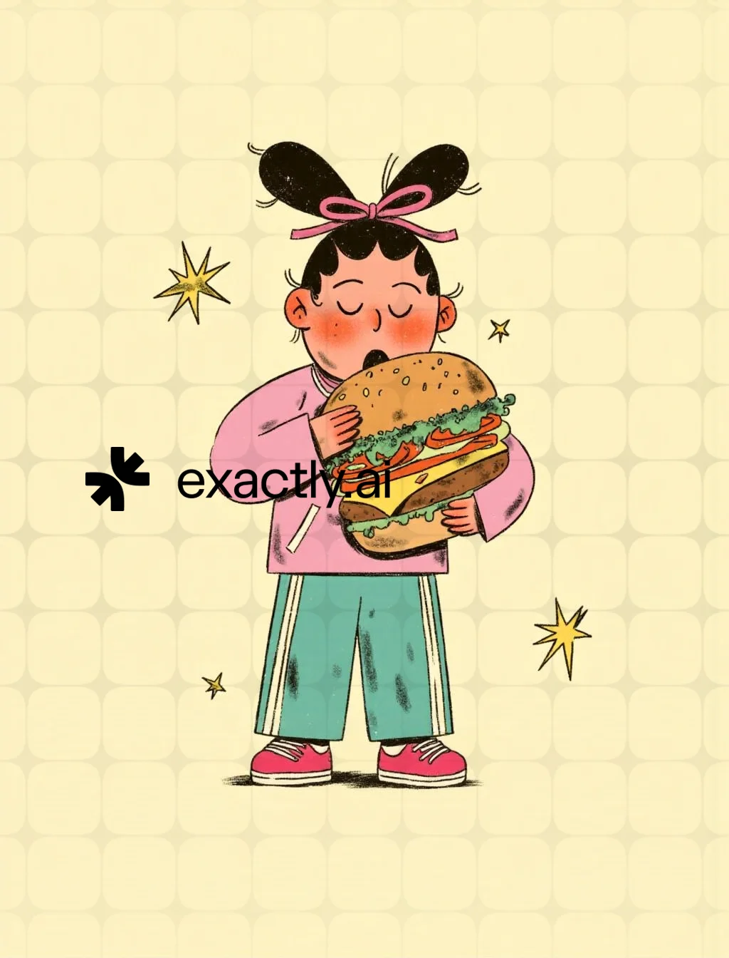 Girl Enjoying Burger created with Retro Folk by Eva Carolina