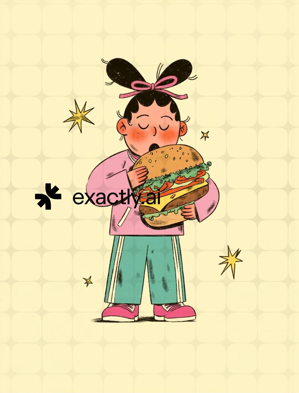 Girl Enjoying Burger created with Retro Folk by Eva Carolina
