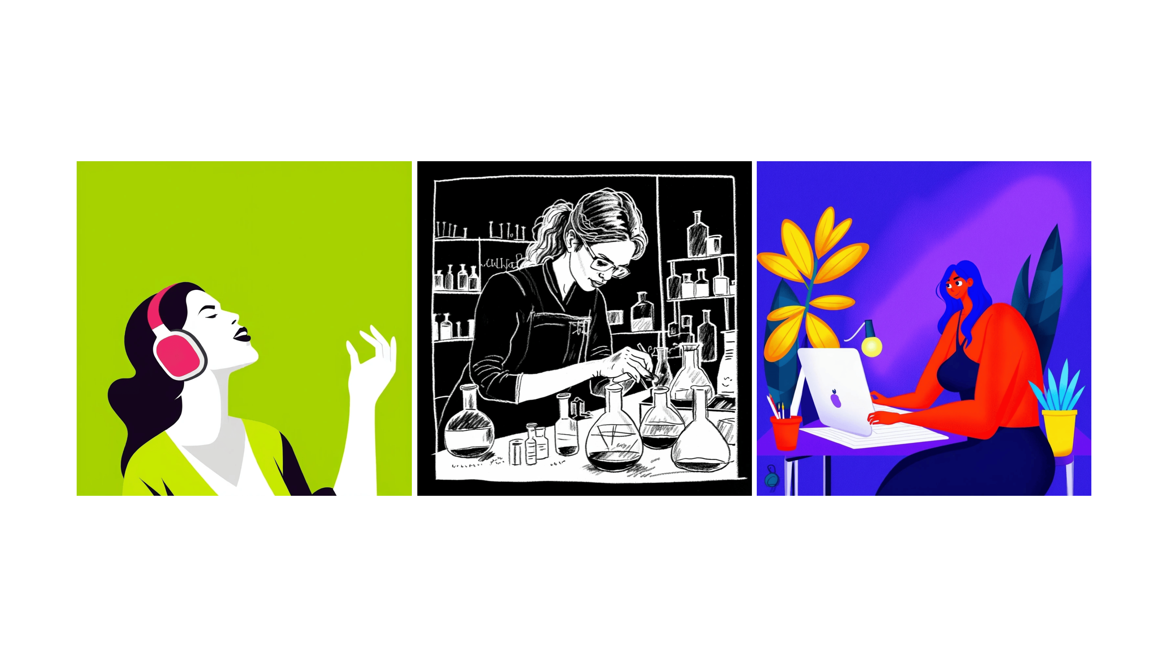 Artwork generated by the three finalists' models